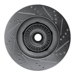 Ford Explorer Sport Trac Brake Rotor (1) - Front Left - R1 Concepts - Drilled & Slotted - Silver - `01-`05